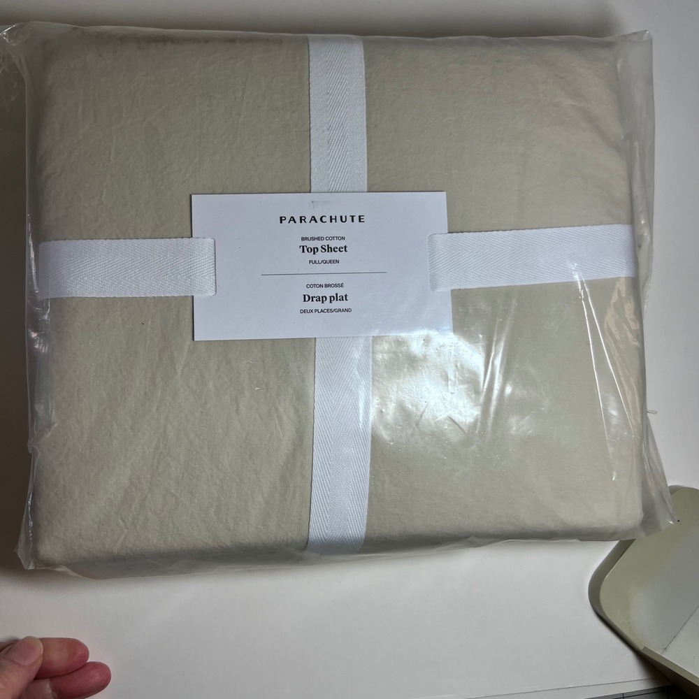 Parachute Brushed Cotton Top Sheet Bone Full Queen FLAT SHEET NEW